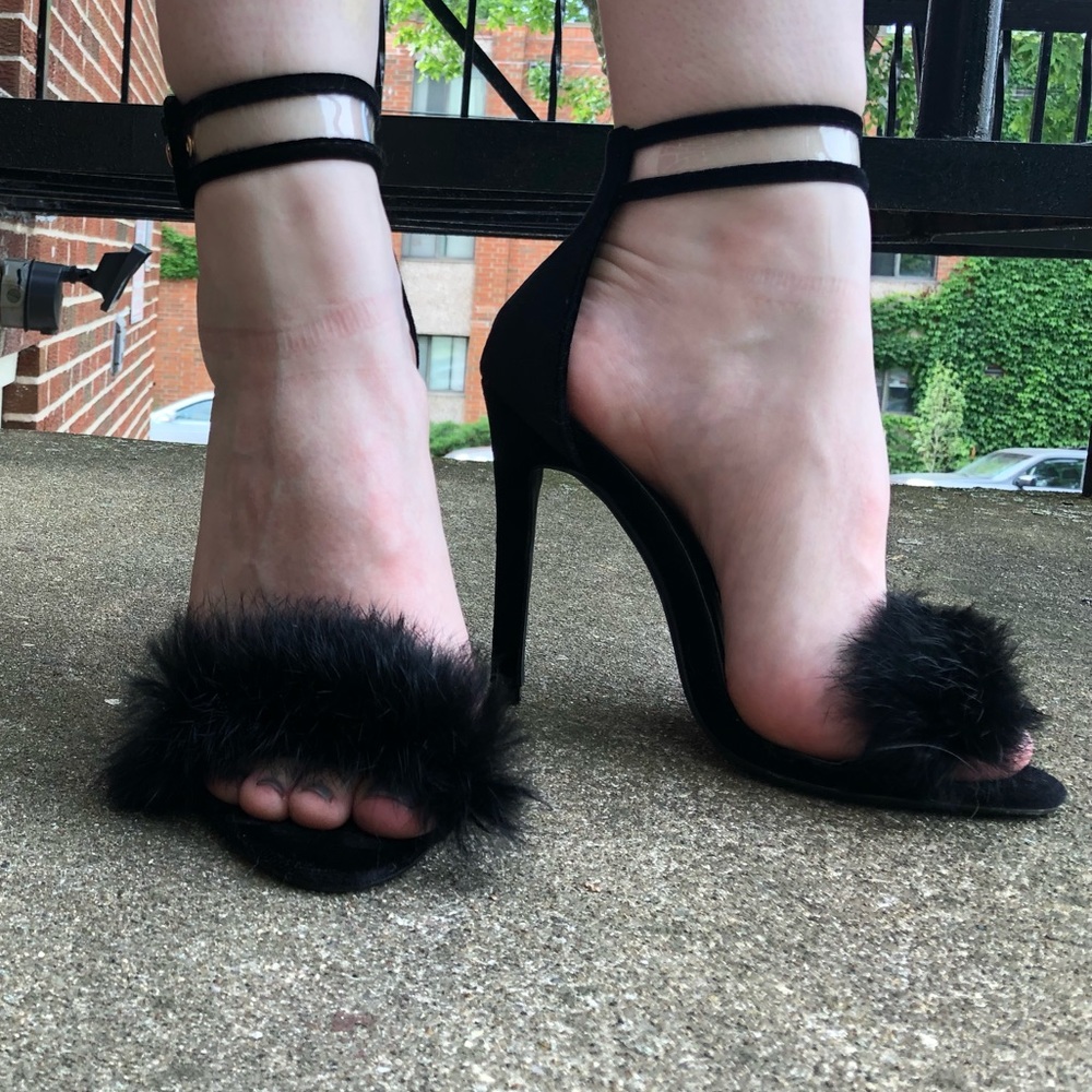 Fashion Nova Furry Black Heels